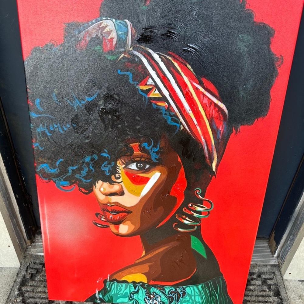 Vibrant Red and Multicolor Portrait Art Print